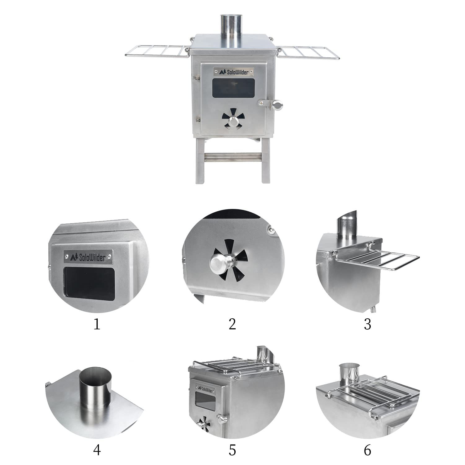 Amazon.com: SoloWilder Hot Tent Stove Portable Outdood Stove for Shelters,  Heating, Camping and Cooking (Stainless Steel, S) : Sports u0026 Outdoors