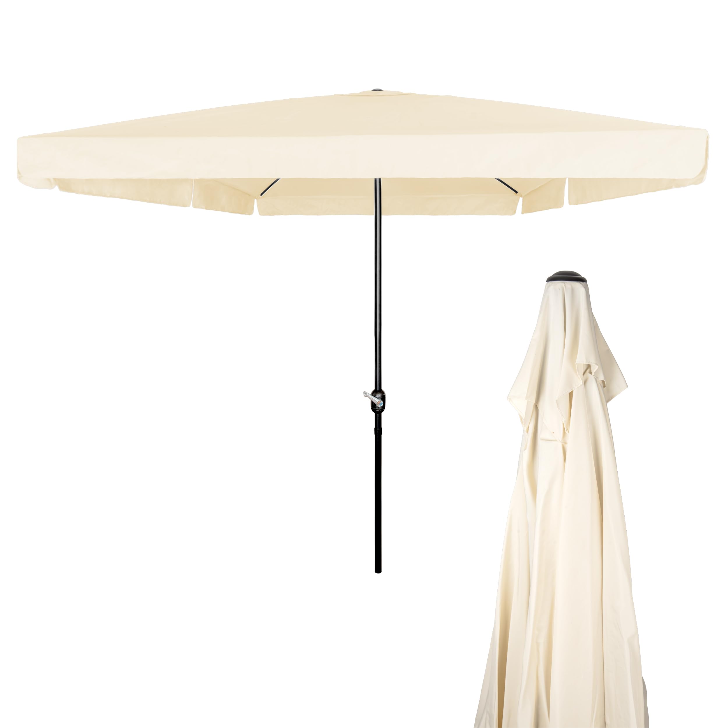 BESCH Sombrilla Parasol Grande con Manivela para Jardin Terraza Patio Exterior Tubo de Acero - Paragua Grande Protección UV UPF 50+