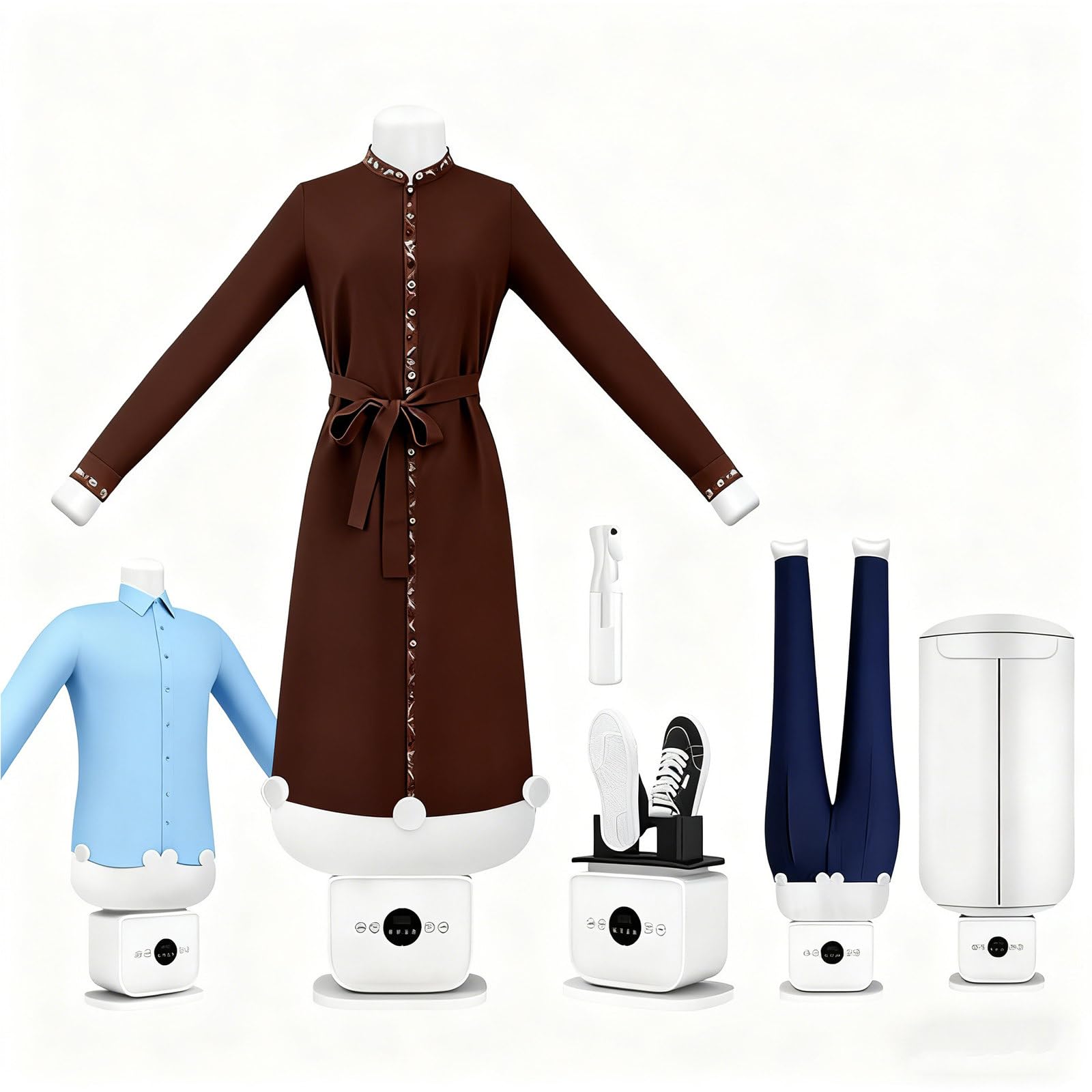 Máquina Stirare Automatica Senza Mani, Stira e Asciuga in 8 Minuti, di Vapore 360° con Manichino Gonfiabile e Diffusore Aromi, per Camicie, Pantaloni e Scarpe