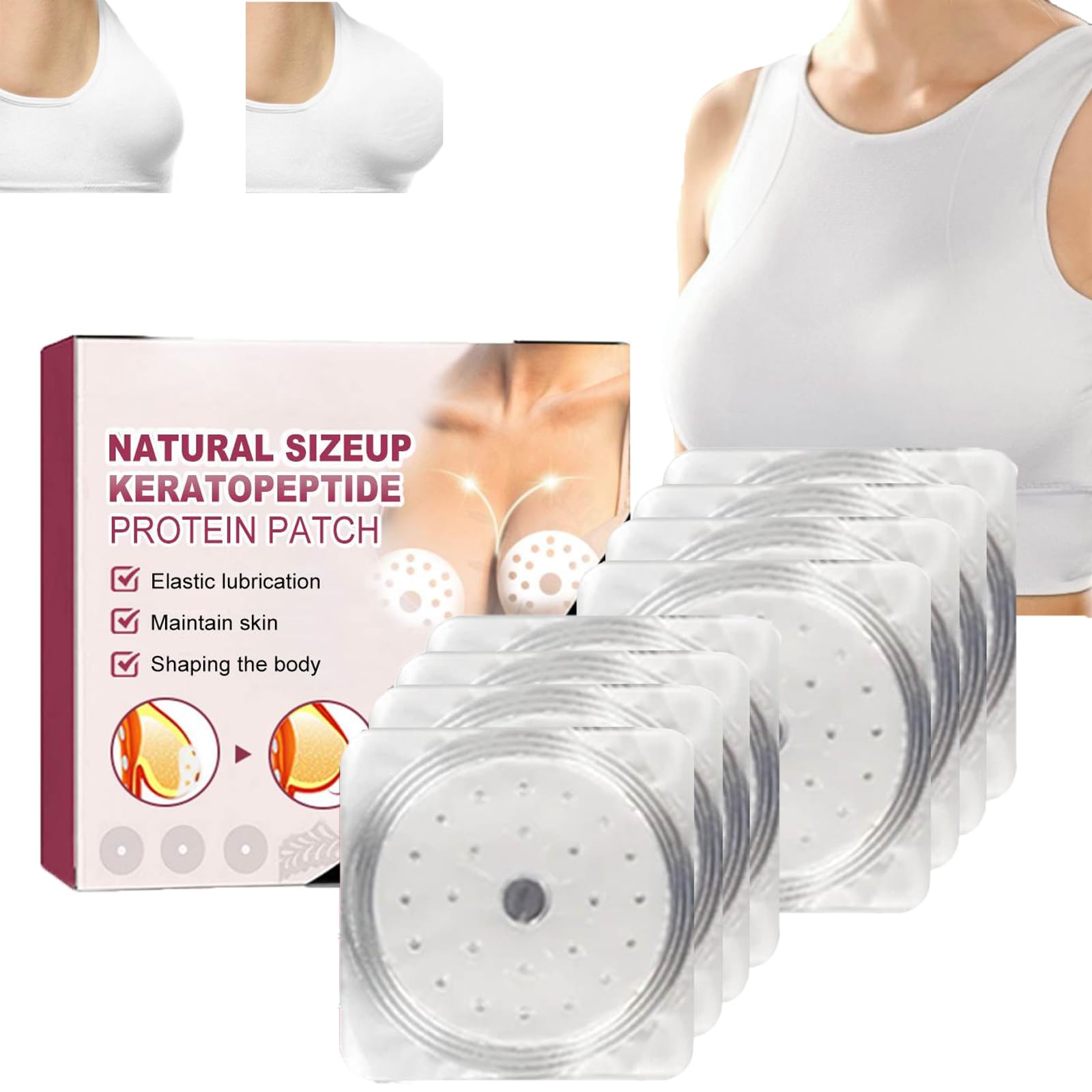 Keratin Peptide Protein Patch, Natural Keratopeptide Protein Patch Fast Growth, Breast Enlargement Pads, Breast Enhancement Mask for Saggy Breasts, Promote Lifting Firming