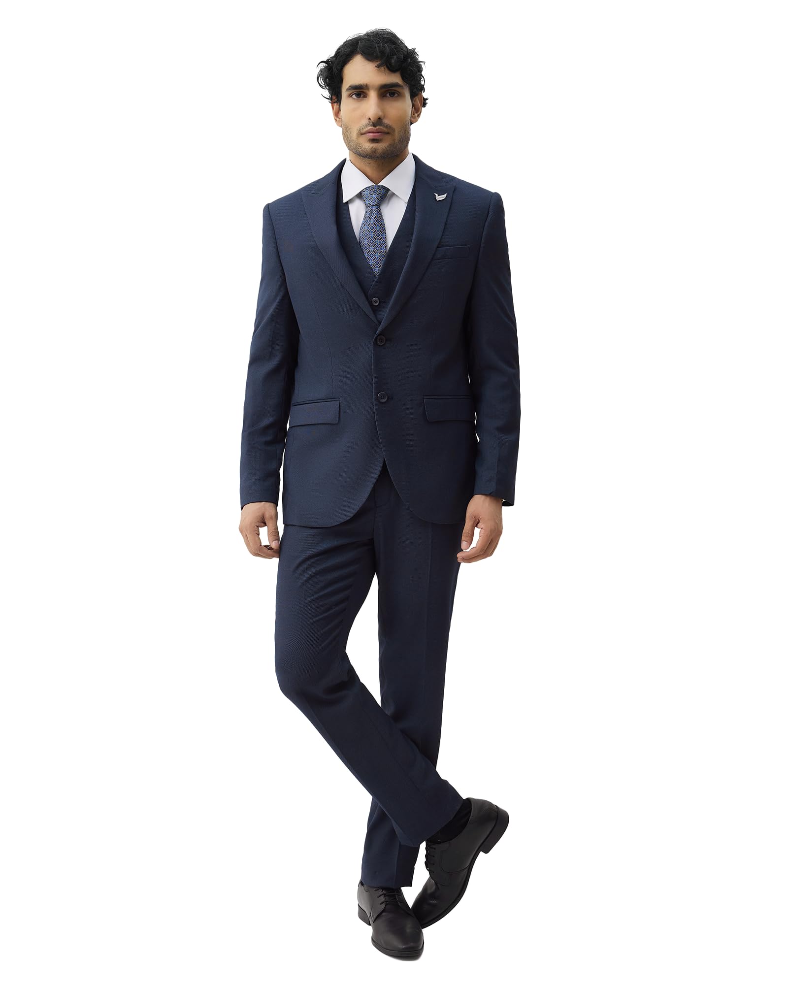 blackberrys Men Textured Slim Fit 3-Piece Suit | Viscose Rayon Blend | Exquisite Craftsmanship-picture-11