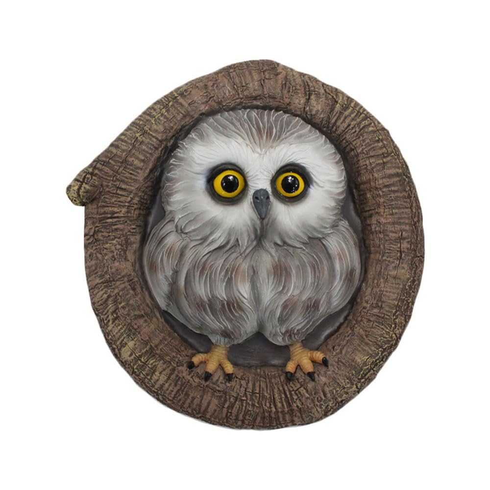 Owl Hanging Ornament, Cute Resin Little Owl Garden Statue for Outdoor Decor, Weatherproof Bird Figurine for Tree Fence Patio Yard Home