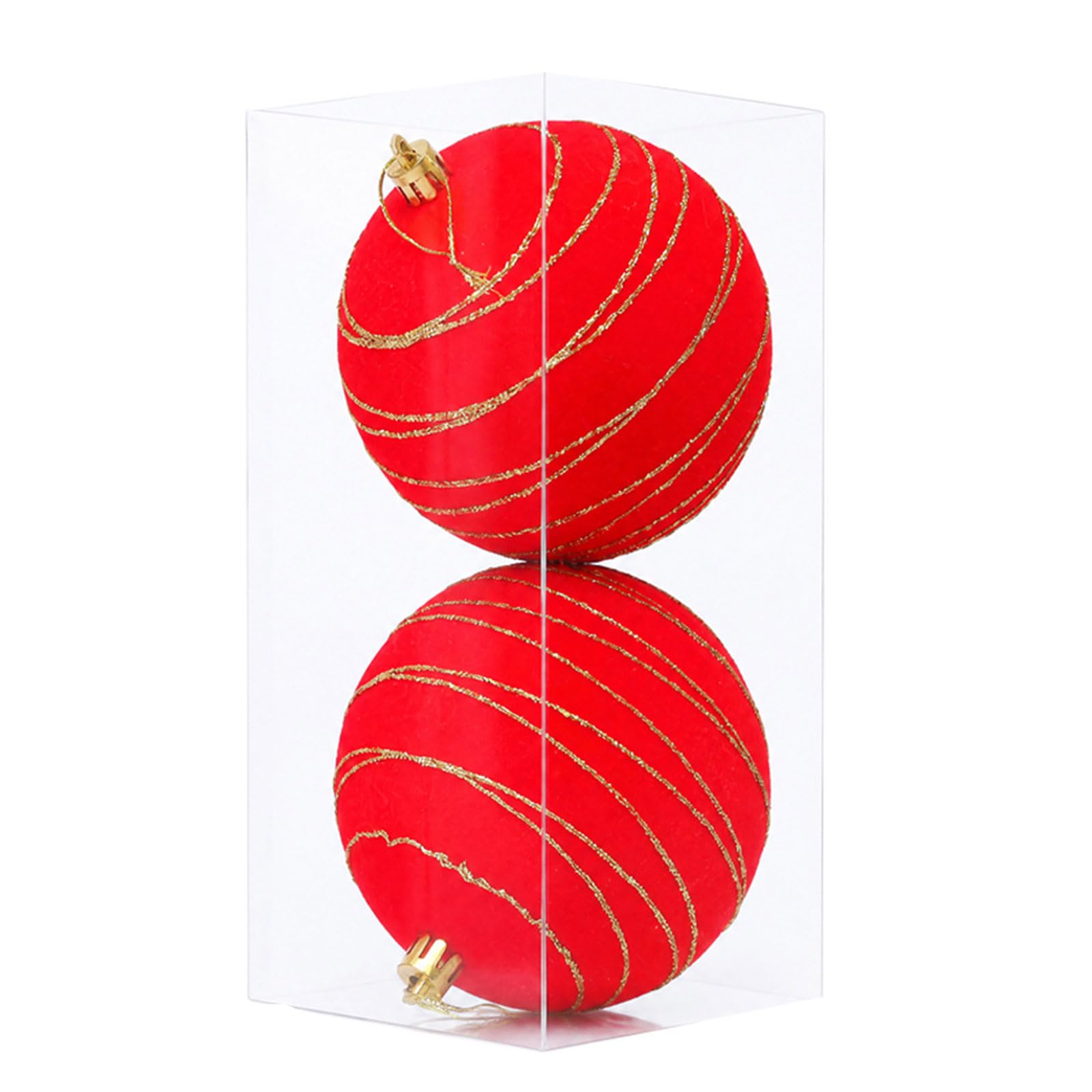 Oxxggkao 2Pcs Sparkling Velvety Christmas Ball Decorations Shatterproof Decorative Baubles Ornament for Christmas Tree Mantels Permanent Celebratory Ornamentation