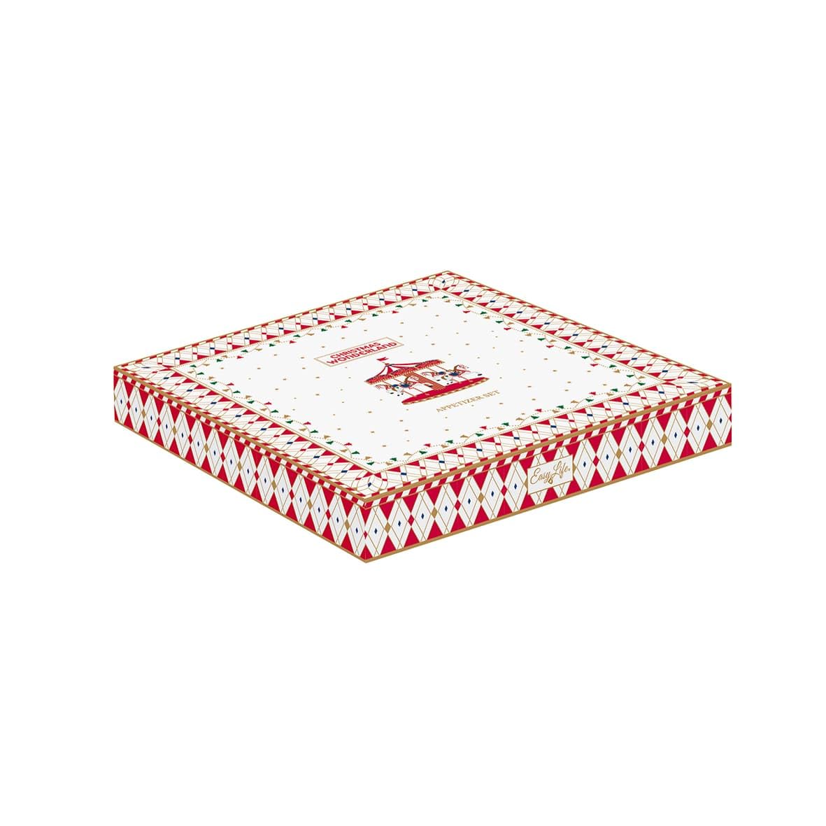EASY LIFE Set aperitivo con 6 ciotoline e Base in Bamboo Christmas Wonderland
