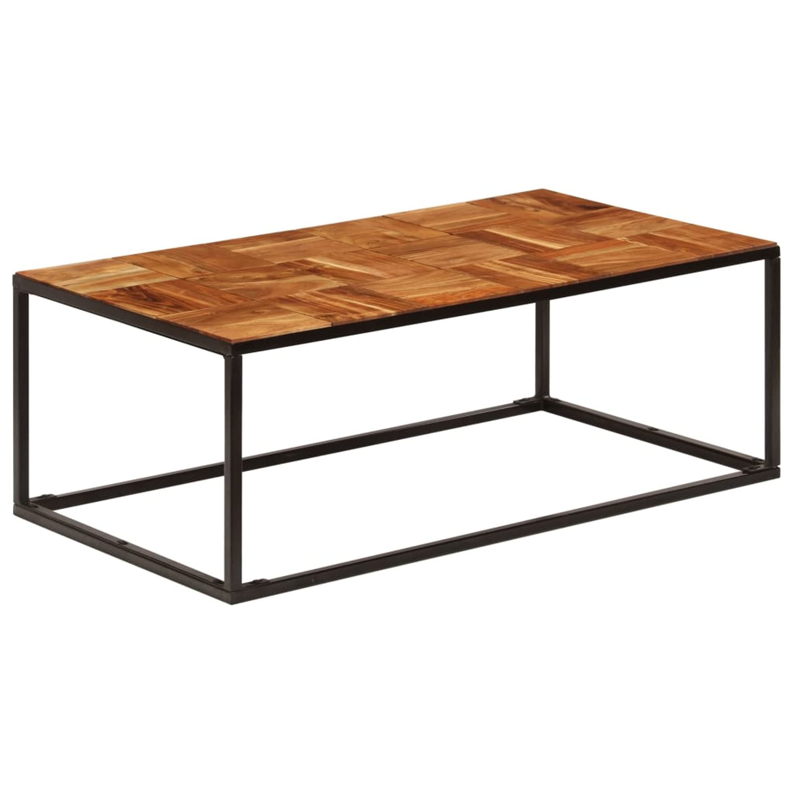 Homgoday Table basse 110 x 60 x 40 cm en bois d'acacia massif et acier - Table d'appoint pour salon, salle de réception d'invités, chambre à coucher et mobilier de bureau