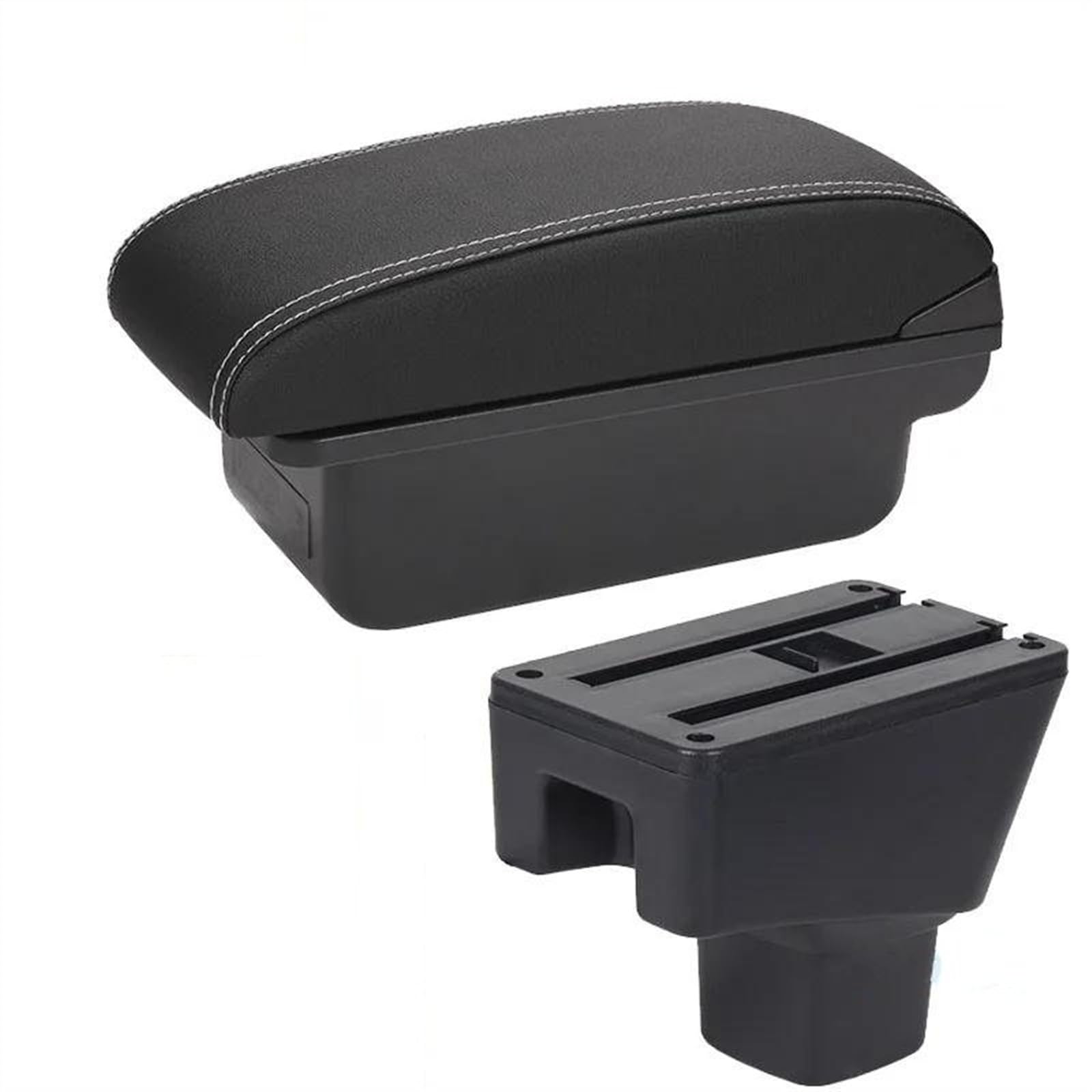 NMJLQW Storage Rack Armrest Interior Parts Car Armrest Box Retrofit Parts Storage Box Car Accessories Interior Details For SX4(C3 Black white NOUSB)