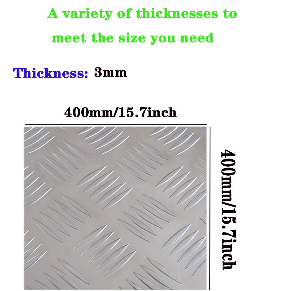 Lamiera Mandorlata in Alluminio Lega per Pavimento 3 Mm di Spessore-400x400mm 1pc