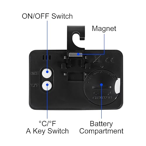 Miniatura 4 de Paquete de 4 mini refrigerador digital para nevera, congelador, termómetro impermeable con gancho para cocina, hogar, restaurantes
