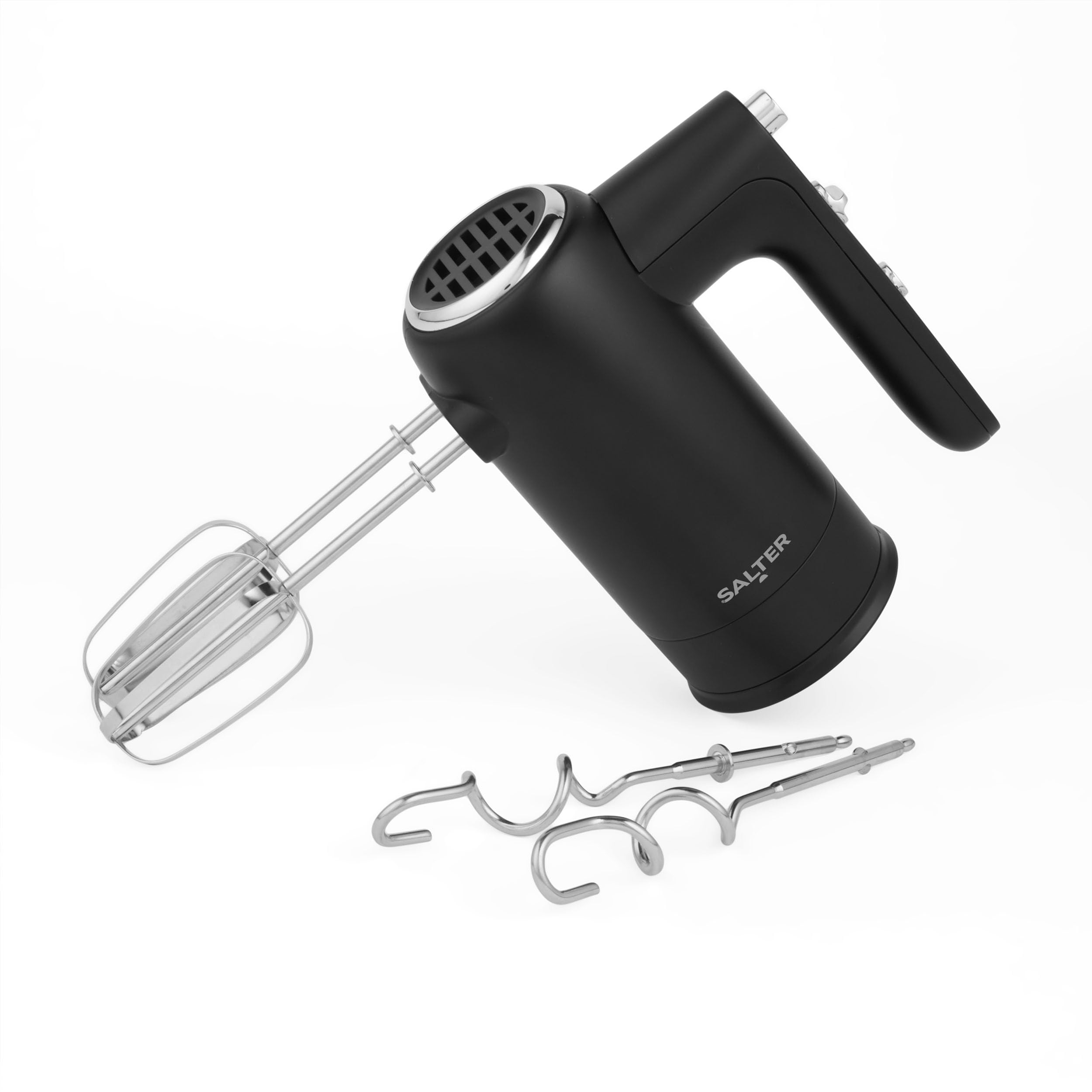 Salter Kuro Hand Mixer – Electric Baking Whisk, Dough Hook and Beater Attachments, 5 Speeds Settings with Turbo Function, Eject Function to Change Attachments, Easy-Store, Compact, Bread/Cakes, 300W