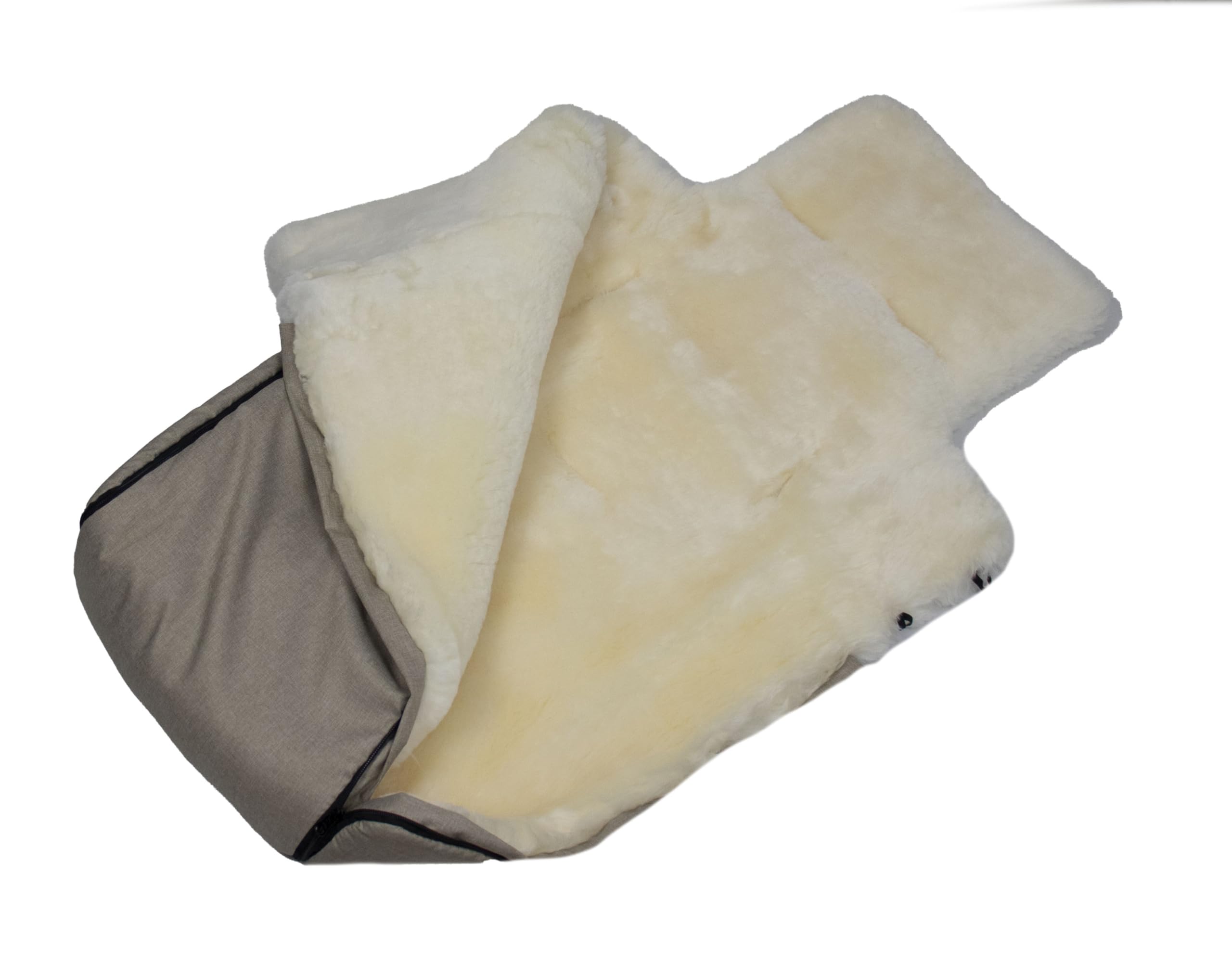 Reissner Lammfelle | BB-FUSA3-BEI | echtes Merino Lammfell | Baby Fußsack KESSY | mit Reißverschluss | für Kinderwagen Buggy & Stroller | oyster