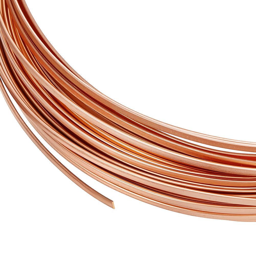 BENECREAT 6M/19.7FT 26 Gauge Flat Pure Copper Wire, 1mm Wide Flat Bezel Wire Tarnish Resistant Jewelry Wire for DIY Jewelry Craft Making