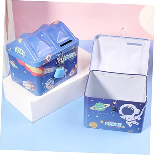 Miniatura 8 de VICASKY Caja de 2 unidades de alcancía para ahorrar monedas, contenedores de almacenamiento de estaño para niños, Alcancias, Tarro de almacenamiento