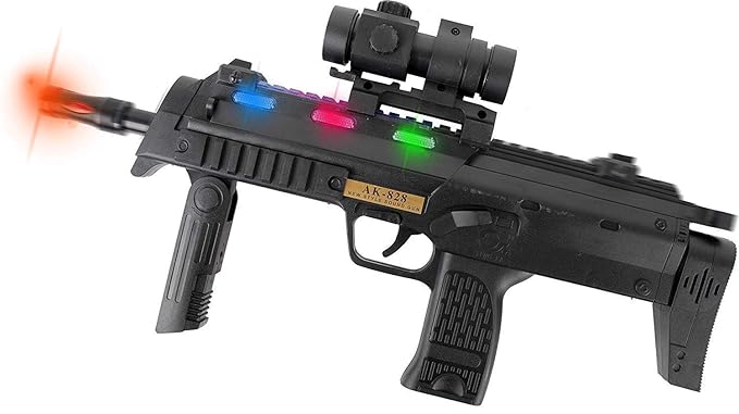 WISHKEY Action Play Plastic Light and Sound Gun for Kids Pretend Play Simulation Musical Toy Army Gun with Vibration (Pack of 1, Black)