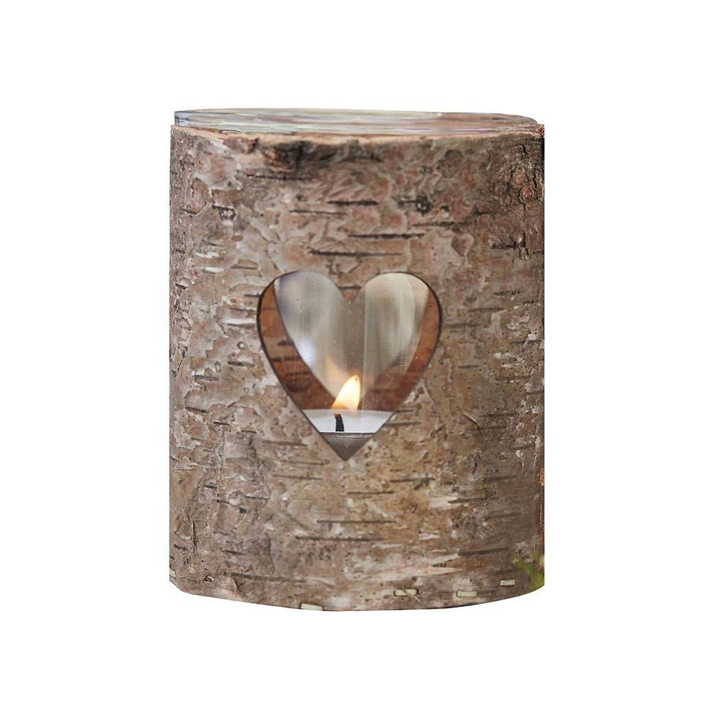 Ginger Ray Natural Wood & Glass with Heart Wedding Tea Light Holders Rustic Country