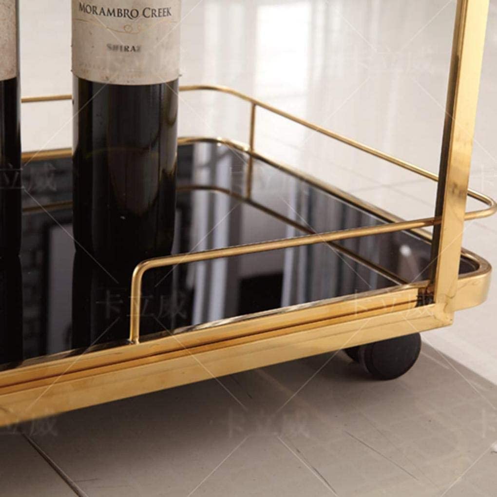 Carrito de servicio de hotel de acero inoxidable con vidrio templado, carrito de vino silencioso móvil para comedor, carrito de bebidas, carro de entrega
