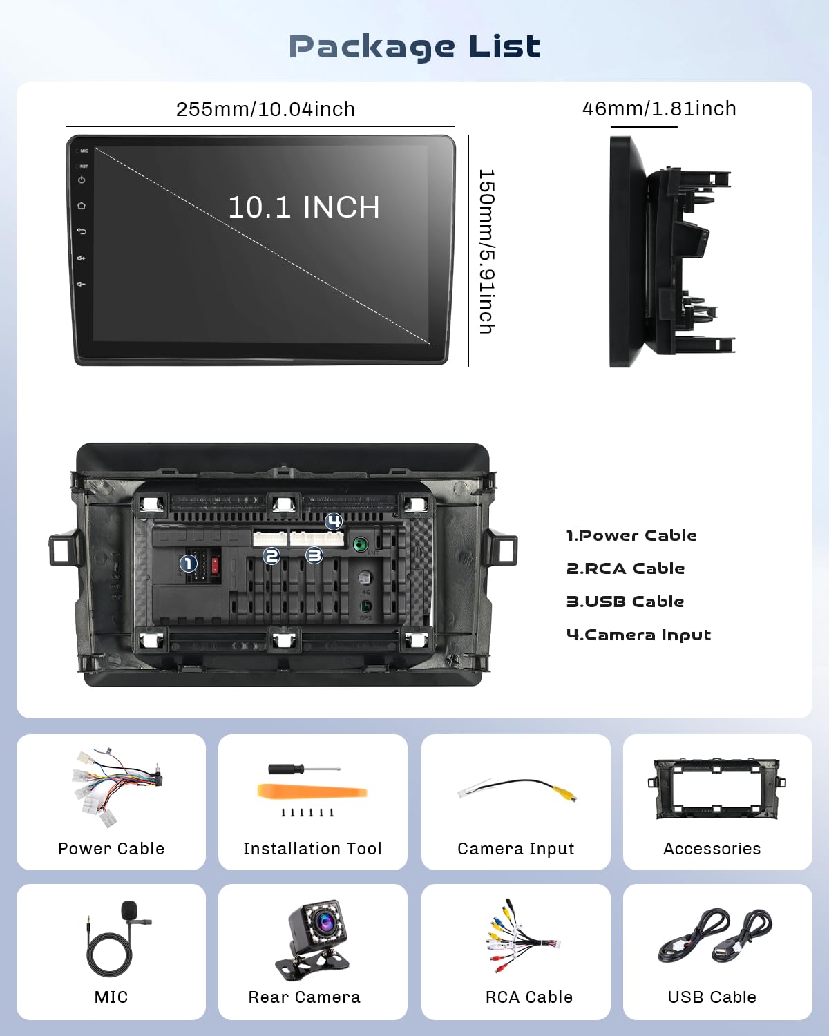 Roinvou Radio samochodowe do Hyundai i10 2007-2013 bezprzewodowy odtwarzacz CarPlay Android Auto MirrorLink, 9-calowy ekran dotykowy radia z Bluetooth EQ FM UI SWC Kamera cofania