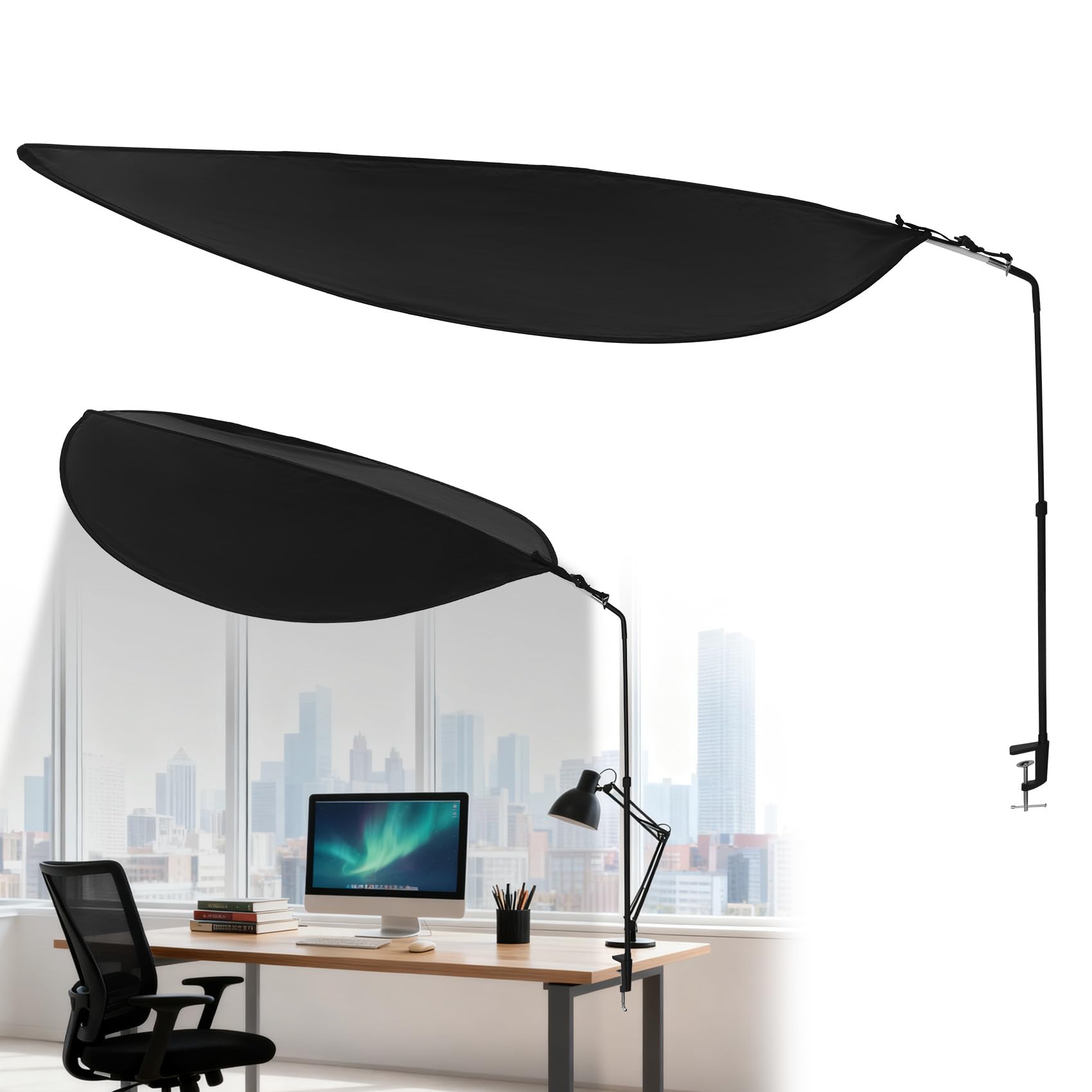 Photo 1 of Office Cubicle Desk Shade?Portable Cubicle Light Shield and Office Shade to Block Overhead Light?Adjustable Desk Shade for Cubicle to Block Light & Reduce Glare – Essential Office Accessories?Black?