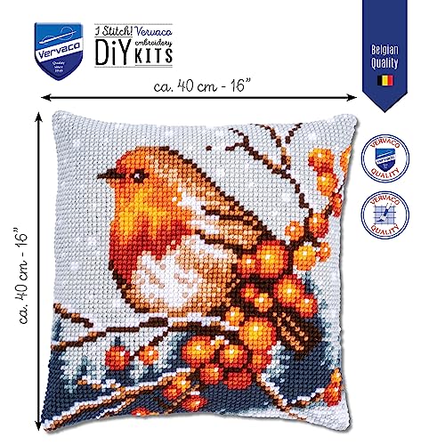 Vervaco Kit Cross Stitch Cushion in Red-Throin, Ecru Approx. 40 x 40 cm, off-white, ca. 40 x 40 cm - Image 2