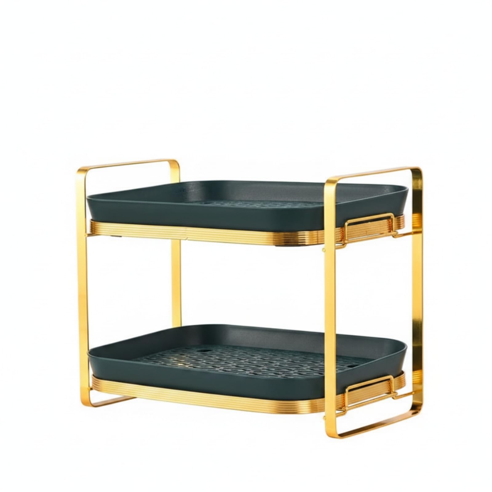 Scolabicchieri da Appoggio Staccabile Portabicchieri a Due Livelli Moderno Scolabicchiere per Cucina, Oro Brillante E Verde Scuro