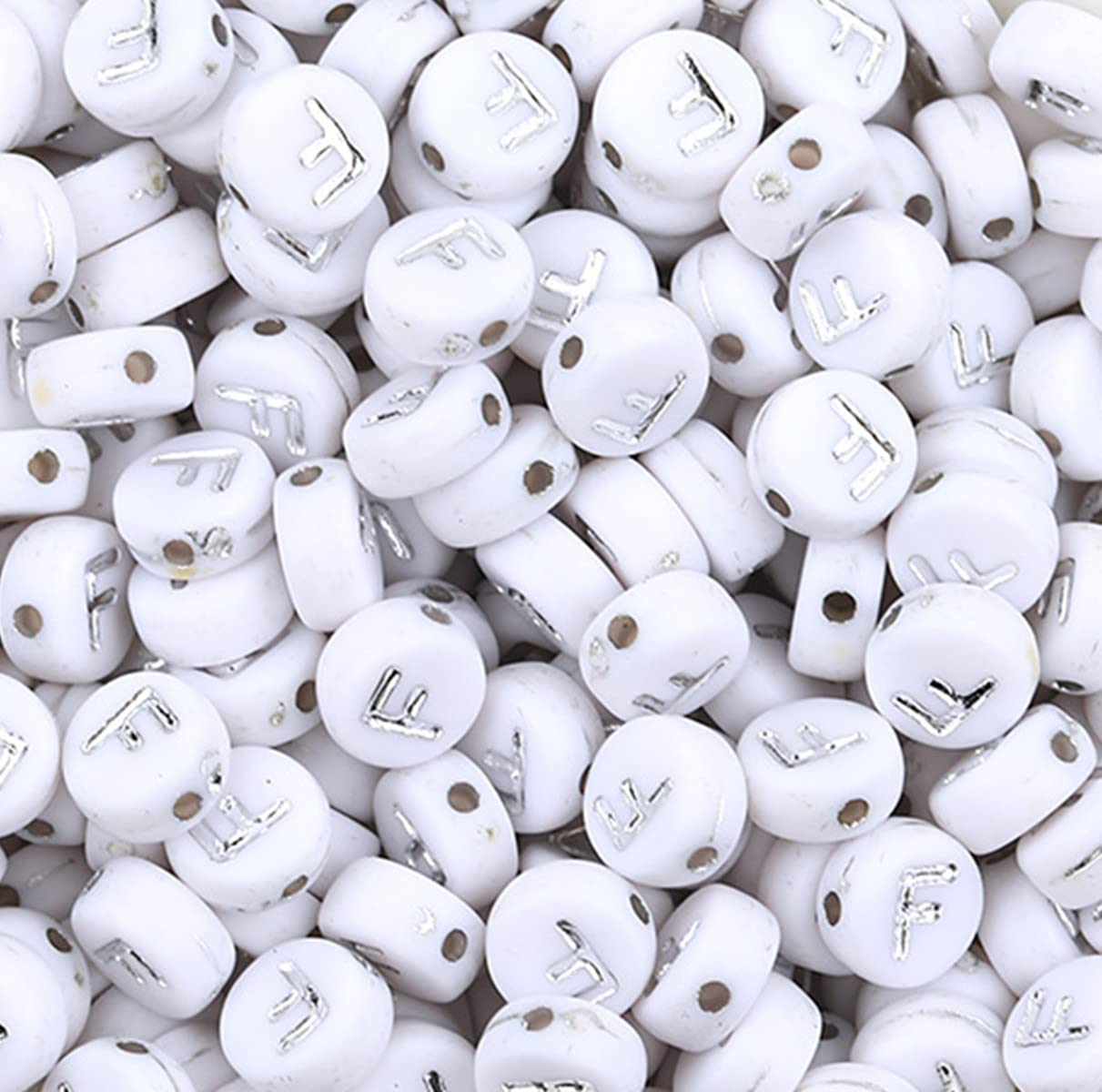 Bxwoum 100 Pieces 4×7mm Silver Round Acrylic Alphabet Letter Beads Letter F Beads for Jewelry Making Bracelets Necklaces Key Chains