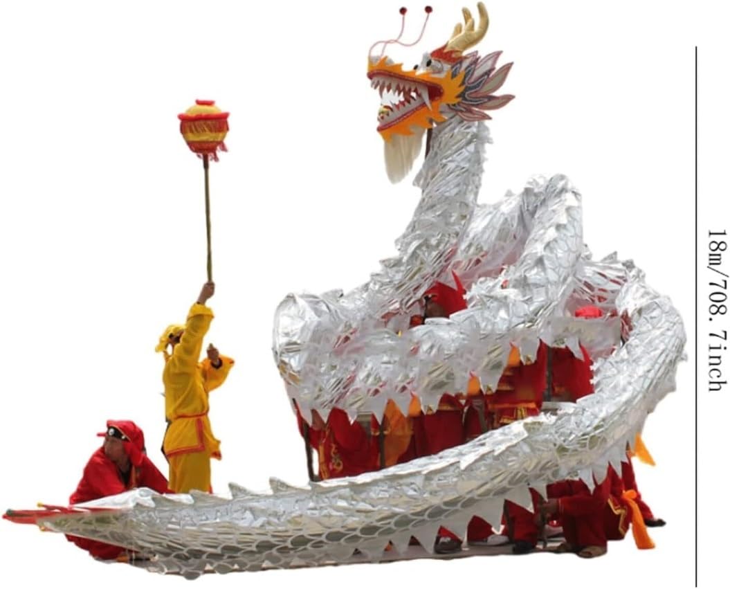 Drago Cinese per Feste 18 M/59 Piedi Dragon Dance Performance Panno di Raso Drago Seta Plastica Entertainment Feste Cinesi in Italia(Black)