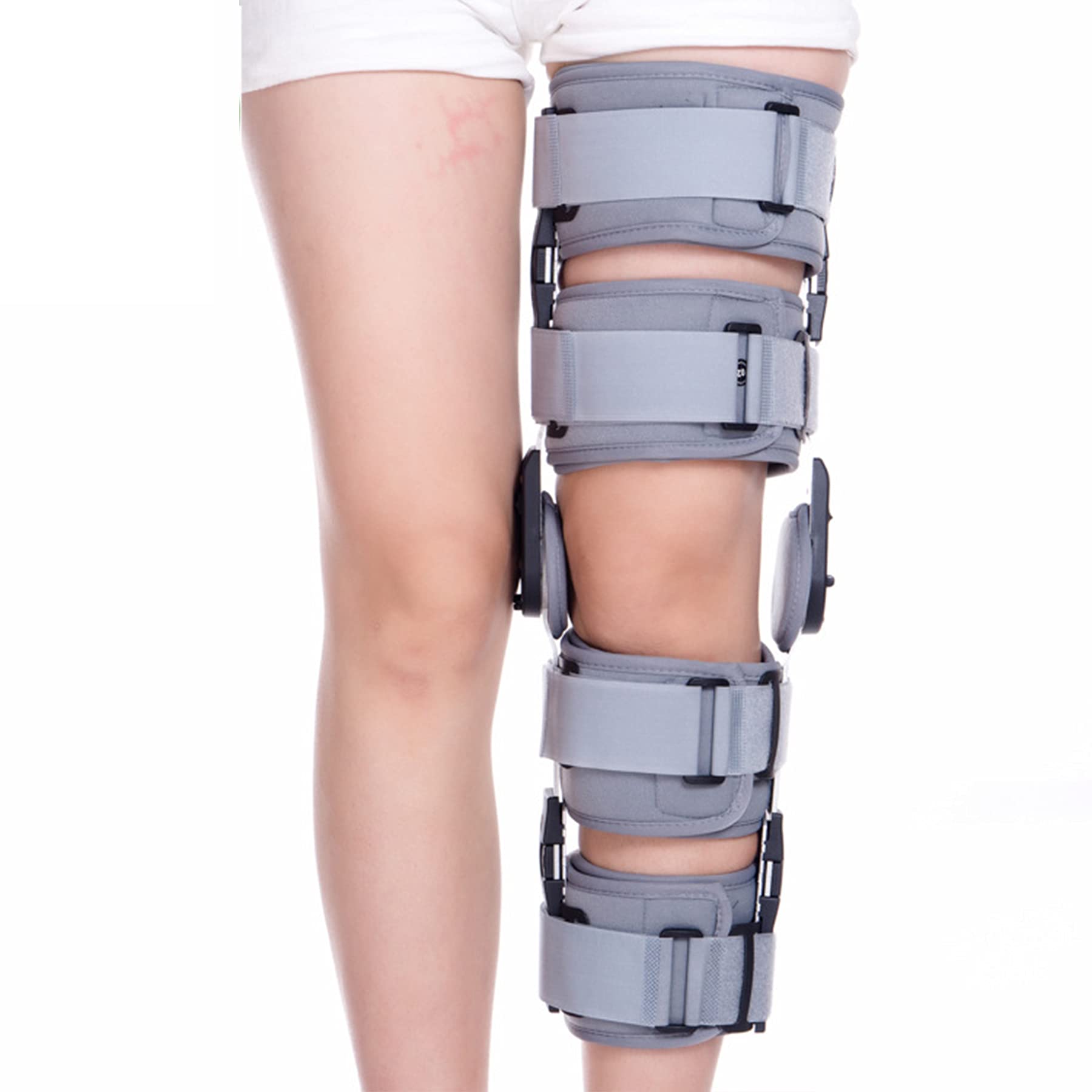 Rodillera con Bisagras ROM Poste Estabilizador de Pierna Ajustable Férula de Inmovilización de Recuperación Op para LCA PCL Ligamento Lesionado y Fracturado del Menisco Lesiones