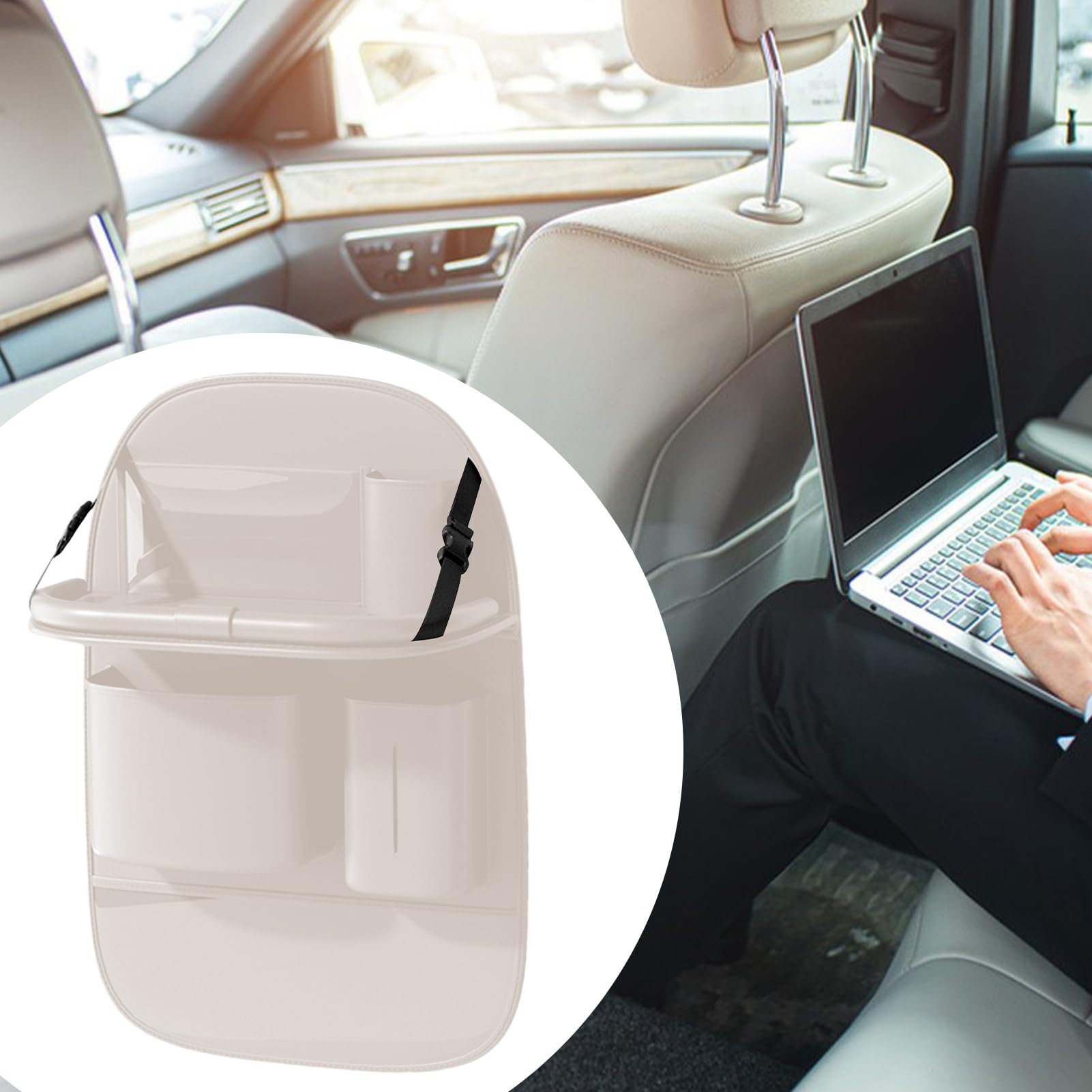 Organizzatore per Schienale del Sedile Auto - Vassoio Portabicchieri,Porta Oggetti Multifunzione per Auto Furgone Viaggi Lunghi Famiglia