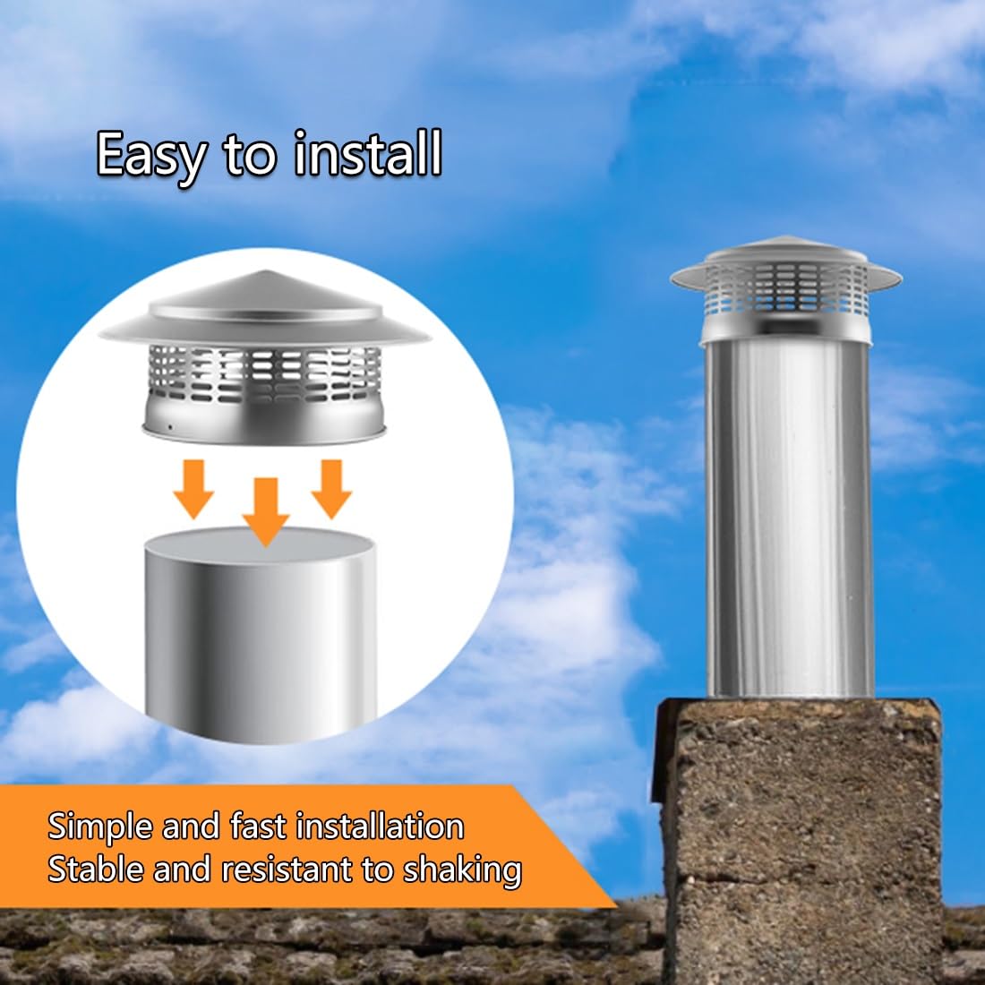 Cappellino Per Camino 11 Cm 16 Cm 20 Cm 25 Cm 30 Cm Comignolo Verticale Per Tetto In Acciaio Inox 304, Comignolo Cappello Per Stufe A Legna O Pellet Caldaie, Tappo Antipioggia(25 cm-9.8 in)