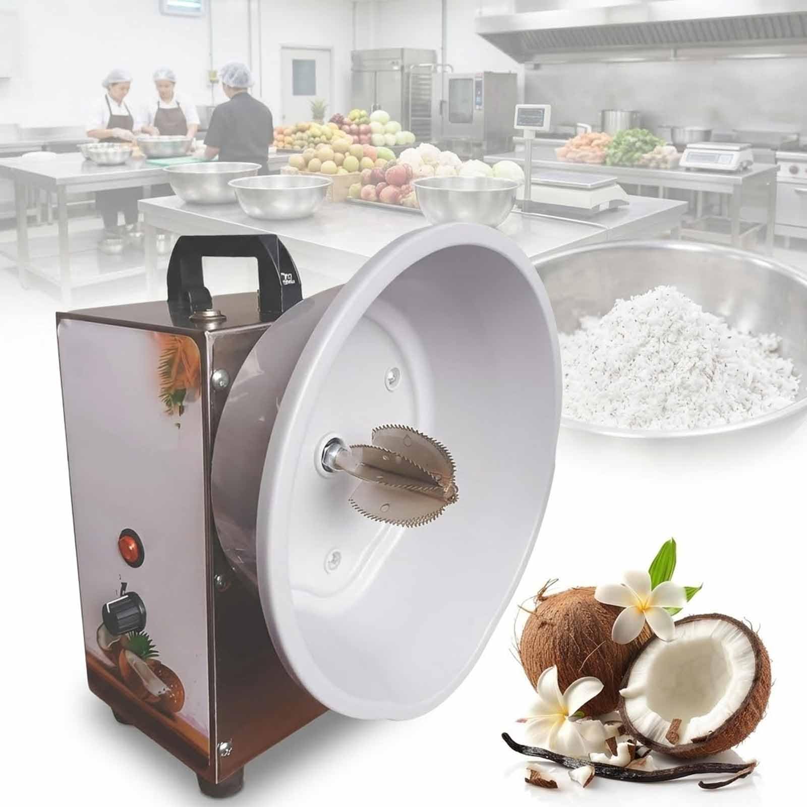 MObyat Vertical Coconut Processing Grinder Shredder, 3 Speeds Adjustable Electric Coconut Grater Machine With Blade Dust Cover, Handles And Feet 3 Speeds Adjustable, For Flakes And Milk Extraction