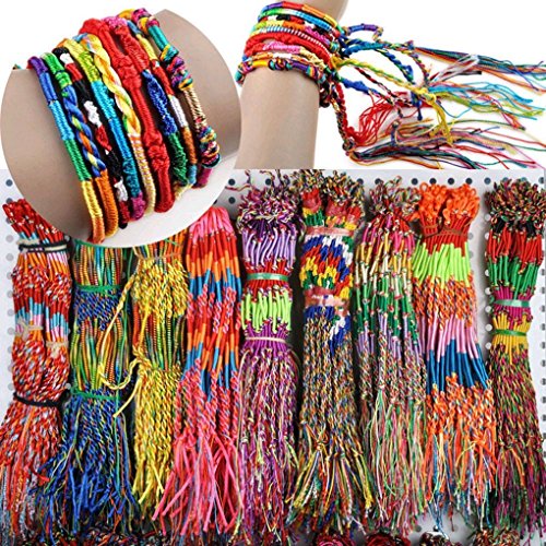 Fulltime (TM) 100pcs mayoristas de joyas Lot Trenza Hilos Cuerdas de la amistad pulseras de mano, cordón, 40 Pcs, talla única