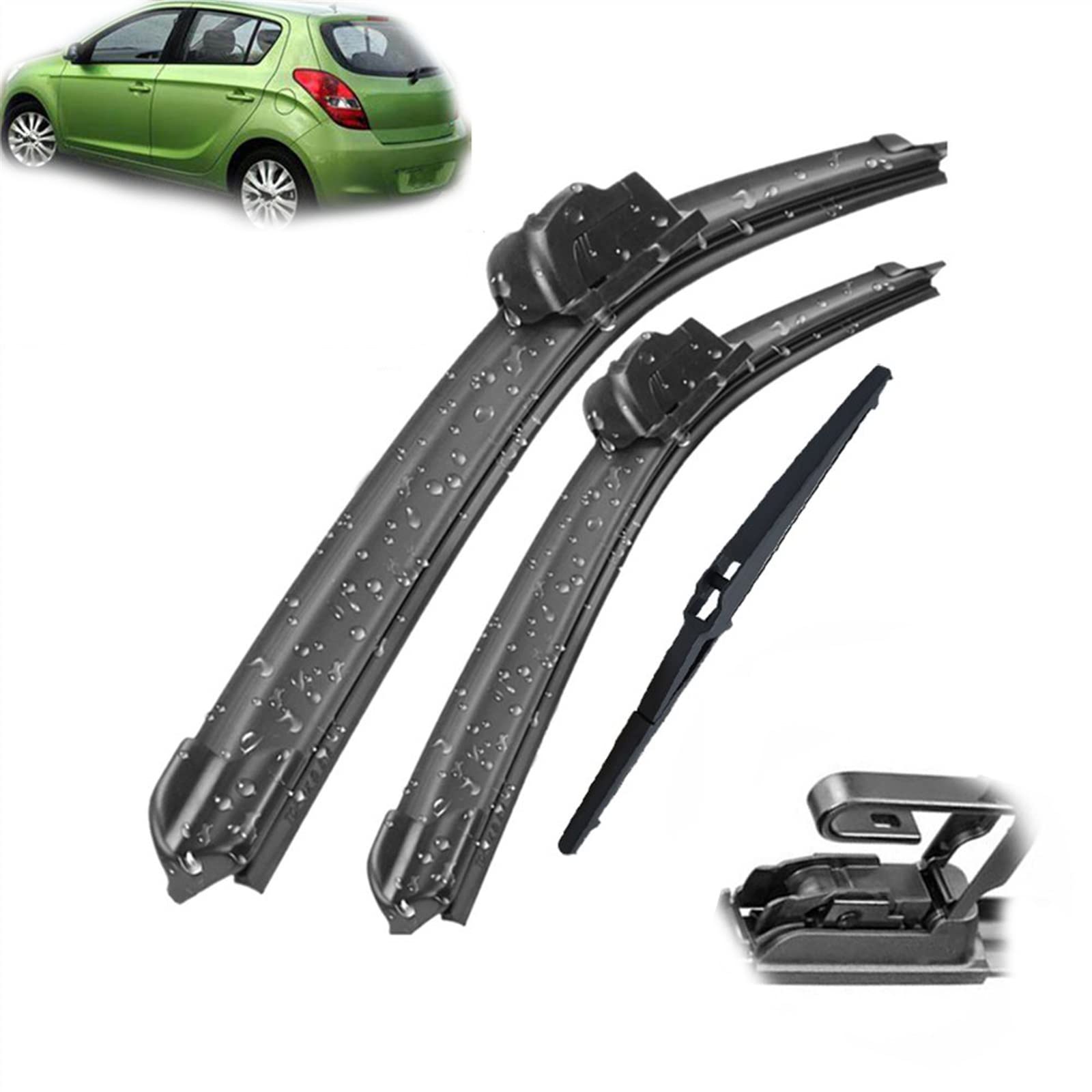 WITTSY Limpiaparabrisas Juego De Escobillas De Limpiaparabrisas Delanteras Y Traseras para Hyundai I20 PB 2008 2009 2010 2011 2012 2013 2014 Parabrisas 24 "+ 16" + 12 "