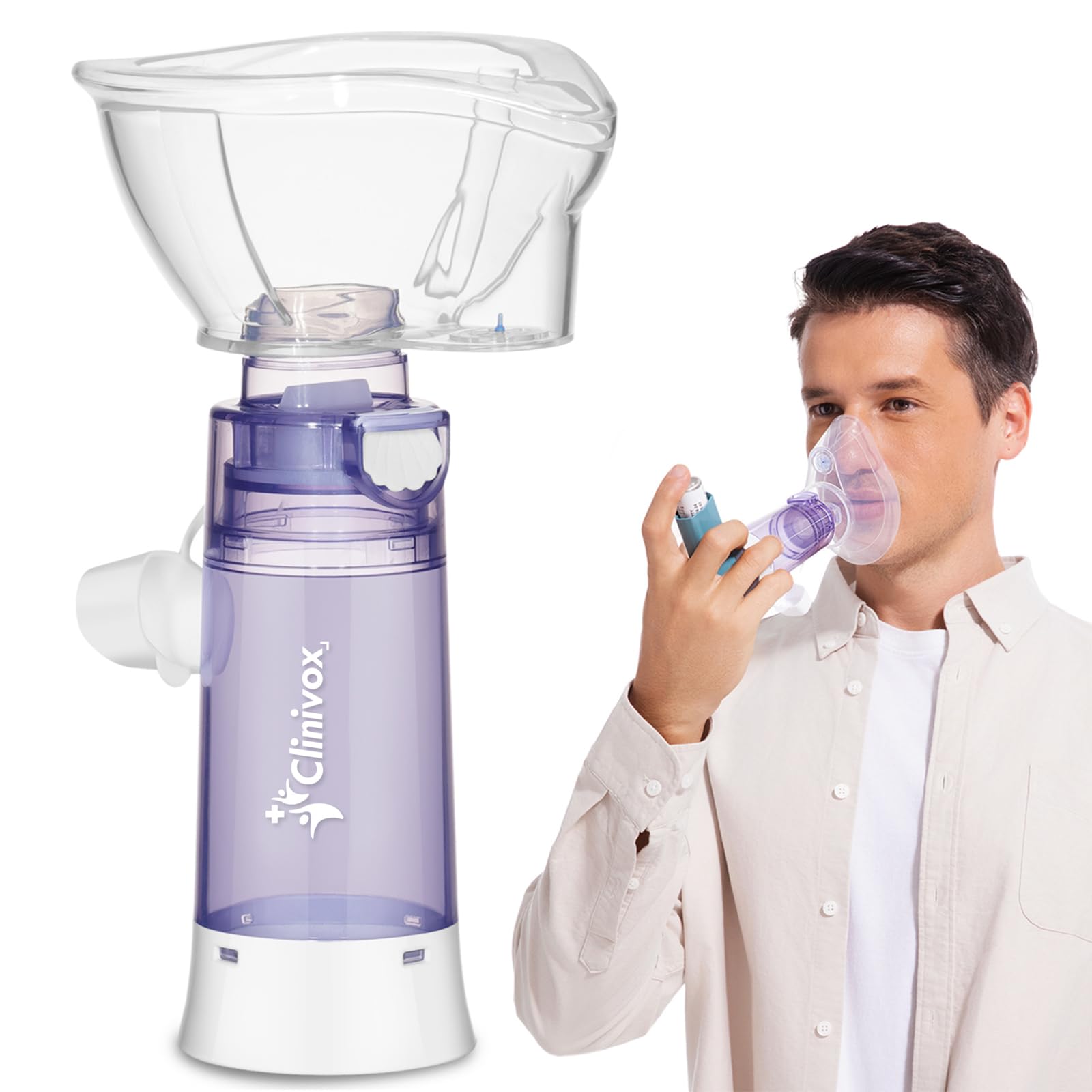 Inhaler Spacer for Adults, Nessi OTC Spacer, Spacer for Inhaler with Silicone Mask, Anti-Static Chamber &amp; Exhalation Valve, Easy to Use &amp; Clean