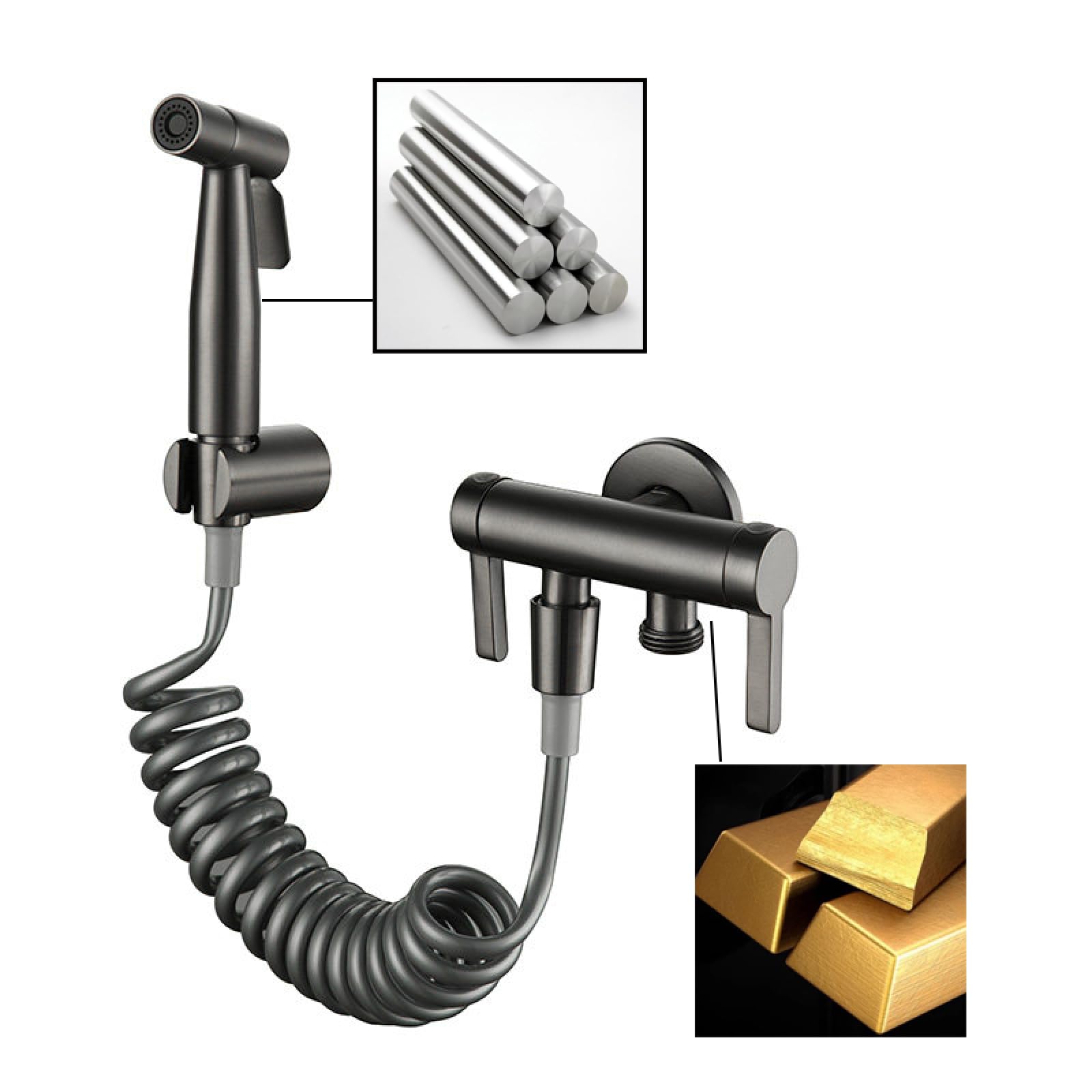 Kit Doccino Da Bidet per WC In Ottone Cromato