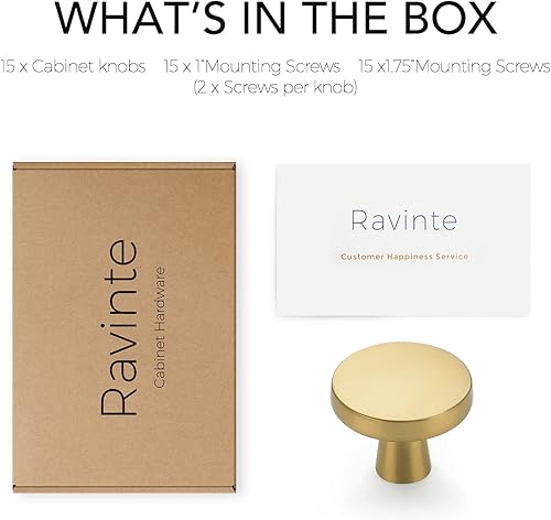 Miniatura 88 de Ravinte Paquete de 50 pomos de gabinete de cocina de 1-1/4 pulgadas, pomos redondos sólidos para cajones de aparador, pomos de tocador negro mate
