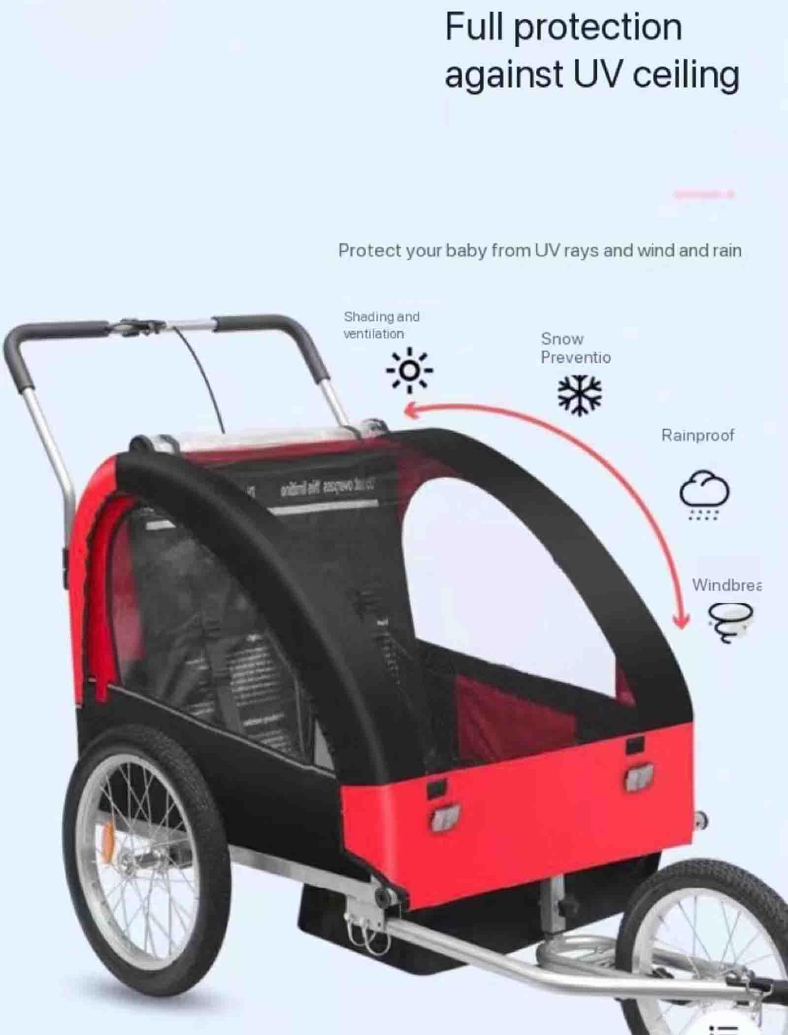 Rimorchio per bici per cani, trasportino per animali domestici, telaio per carrello pieghevole facile, ruota a sgancio rapido, attacco universale per bicicletta, trasportino per tettuccio 2 in 1 (F)