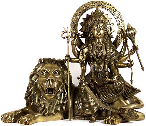 Aone Brass Sheran Wali MATA Mother Goddess Durga Height 16.5 Inch