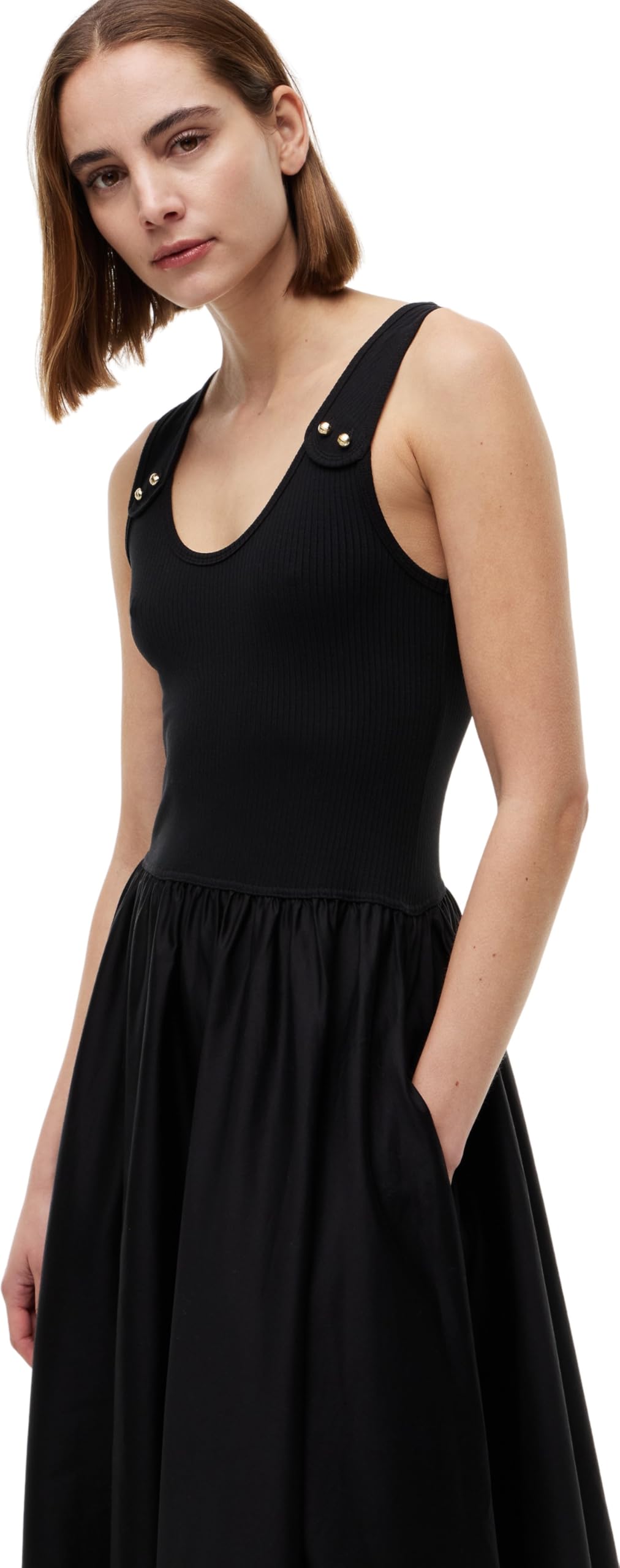 Tommy Hilfiger Damen 5x2 Rib Mix Media Dress Ww0ww49939 Ausgestelltes Kleid (1er Pack)