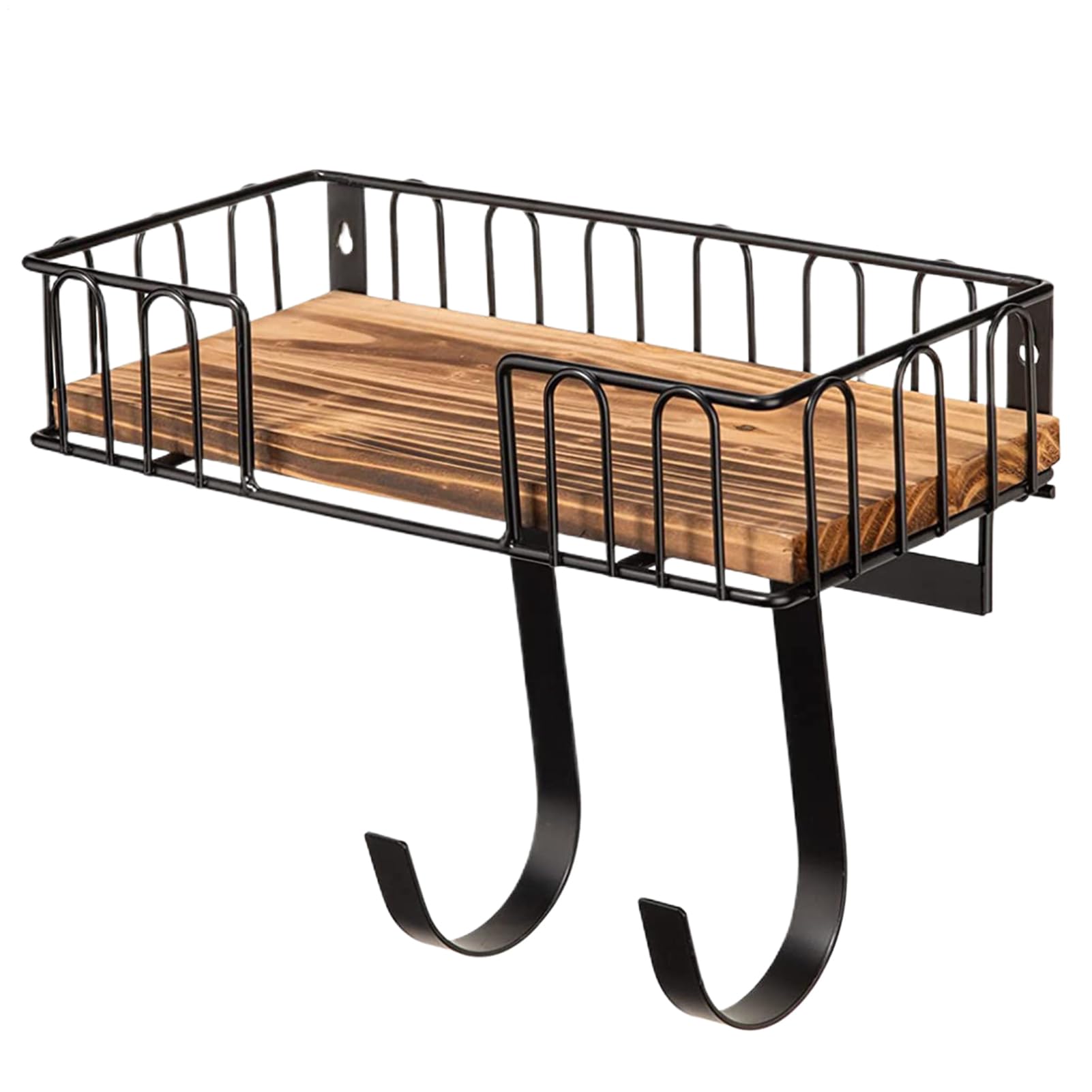 Supporto da parete per assi di ferro – Organizzatore robusto, cestino in | legno, metallico multifunzione, design compatto per lavanderia, spazio utilitario, armadio, sala
