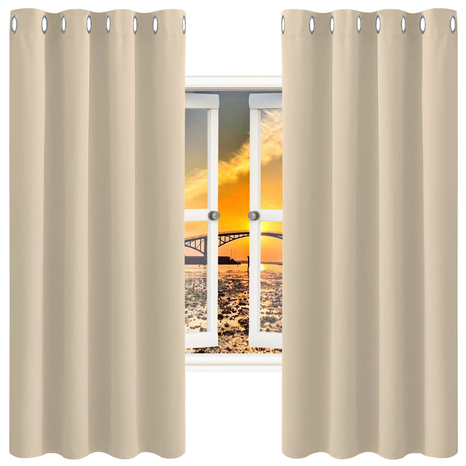 GAIFNAG 100% Blackout Eyelet Curtains 120 x 80 cm Thermal Insulated Solid Eyelet Curtains, Facile da Installare Blackout Tape Top Curtains for Apartment/Hotel Dorm, Khaki — image 1