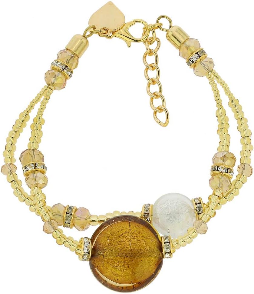 Glass Of Venice Murano Glass Adelina Bracelet - Topaz Gold