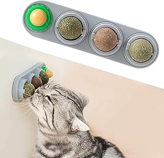 ELEGX Catnip Wall Ball Cat Toys Catnip Edible Licking Balls Snack Natural Healthy Rotatable Treats Toys Kitten Playing Chewing Cleaning Teeth Toy