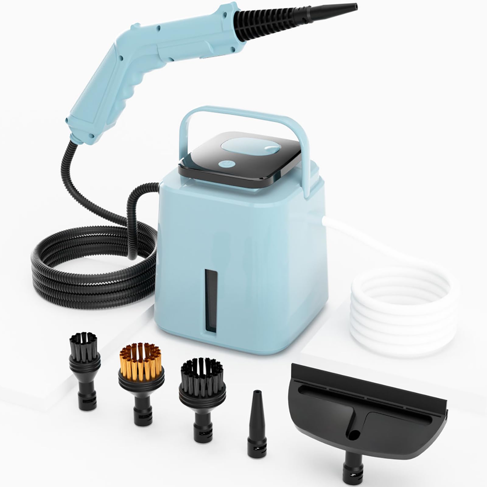 Nettoyeur vapeur portatif 1500 W 4 bars avec réservoir de 1,55 l, affichage numérique à 4 vitesses, nettoyeur vapeur haute température fenêtres, cuisinières et plus encore (turquoise)