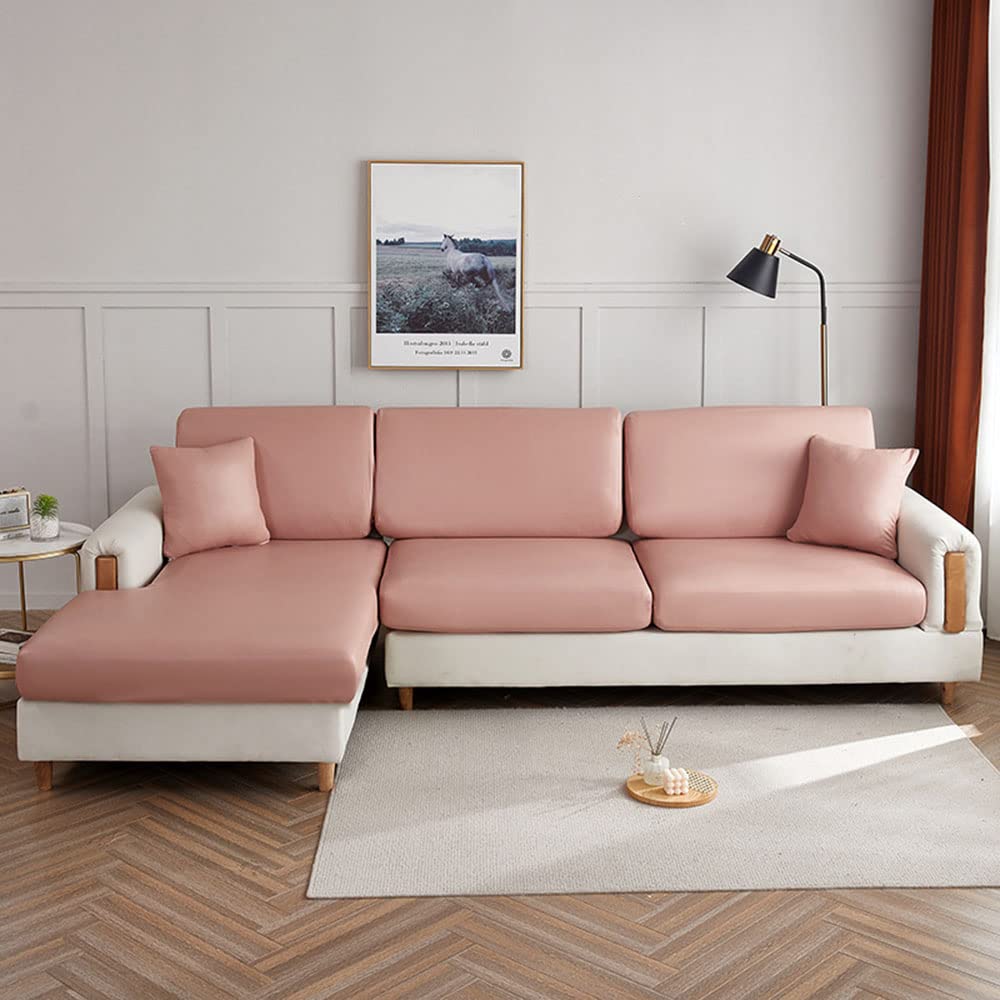 Housse de coussin en cuir PU imperméable et respirante pour protéger un canapé 1 place rose