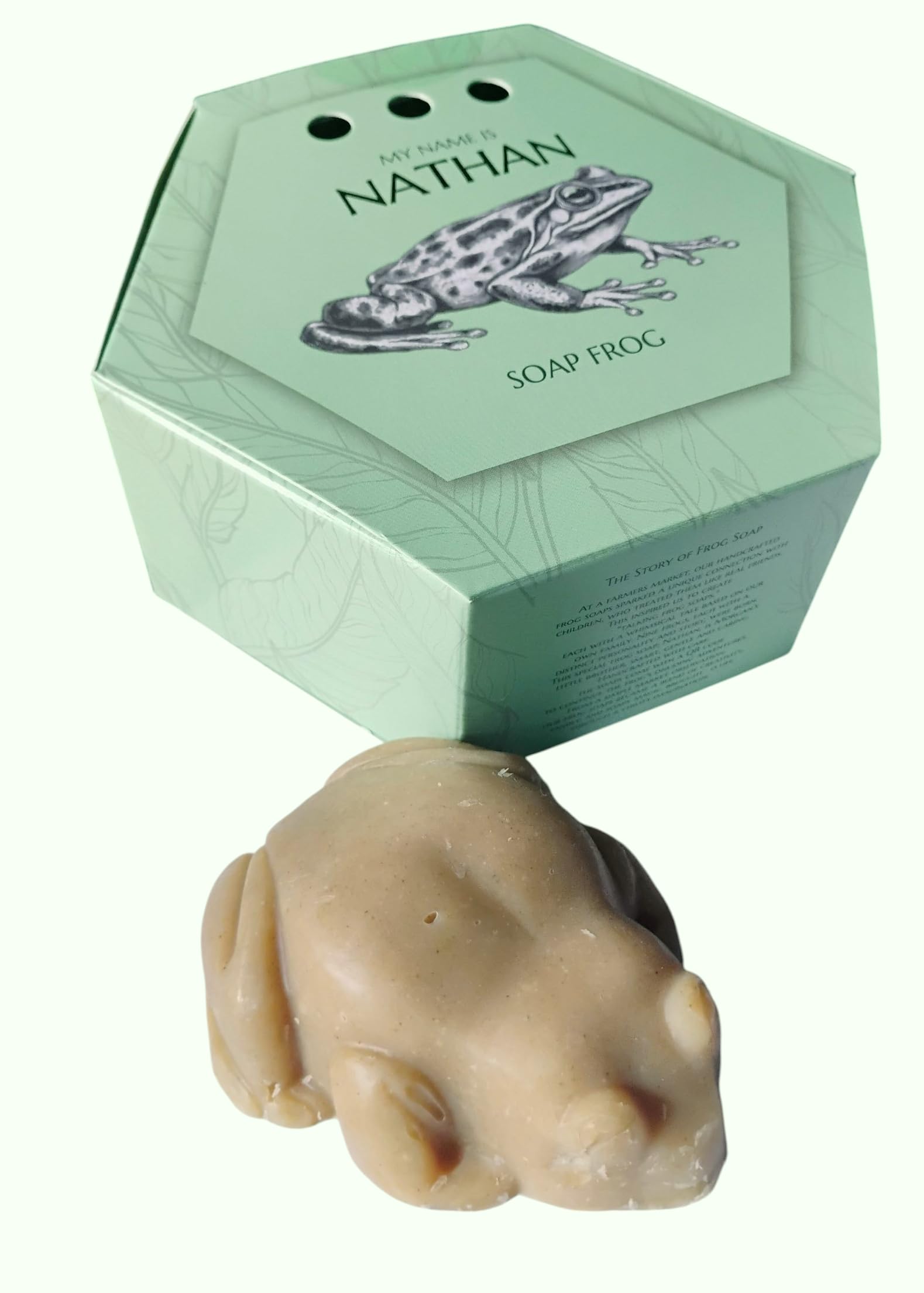 WFG WATERFALL GLEN SOAP COMPANY, LLC, Nathan frog soap, honeysuckle natural, vegan frog bath soap with shea butter