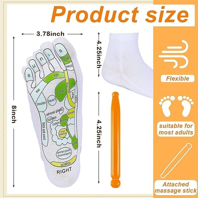 Image of Acupressure Reflexology Socks For Women And Men | S M SIZE Foot Massager Sock | Relieve Tired Physiotherapy Socks With Massage Tools Foot Point Complete Illustration