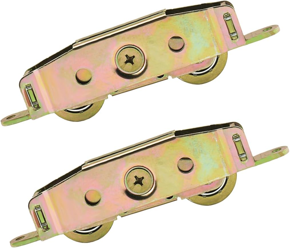 Heavy Duty Sliding Door Rollers - 1-1/4" Steel Ball Bearing, Adjustable Sides, Roller Assembly for Courtyard Doors, Sliding Glass Doors, Screen Door, Gates, and Windows, 2 Pack