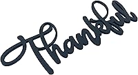 Vista 5 de Letrero de madera negra con texto en inglés "Thankful" (Thankful)