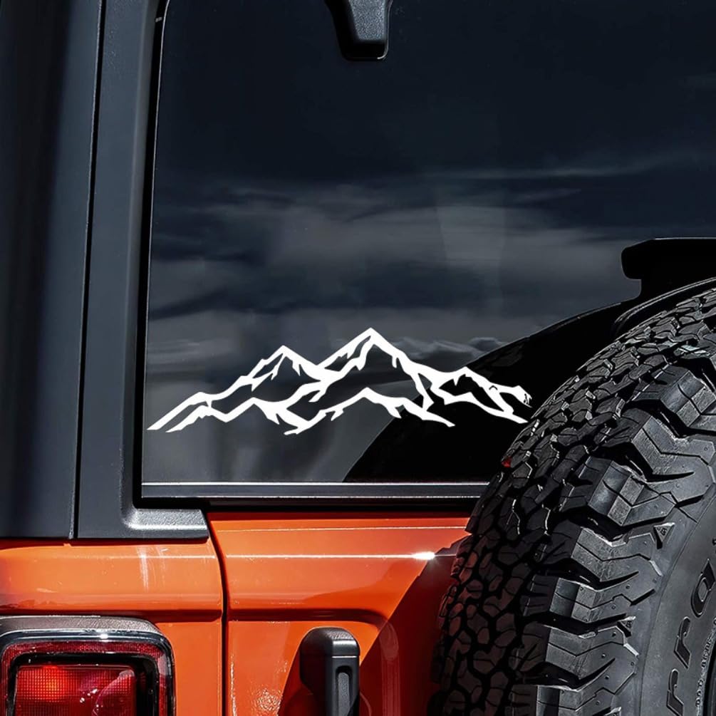 Pack de 20 x 5,5 cm de diseño de montaña para coche, pegatinas de vinilo para exteriores, impermeables, decoración para coche, SUV, camión, ventana, #AZ91 (color blanco) - 2