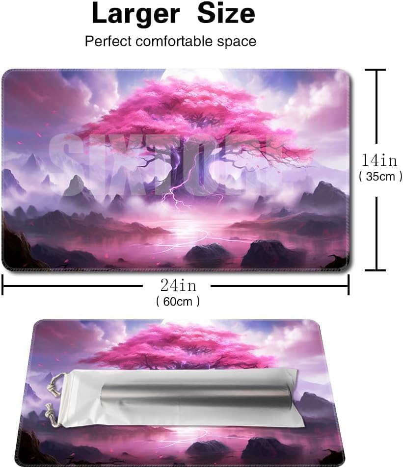 Miniatura 2 de Tapete de juego de mesa prémium de 24 x 14 pulgadas, compatible con OCG CCG RPG MTG, tapete de escritorio para mouse (Sakura rosa)