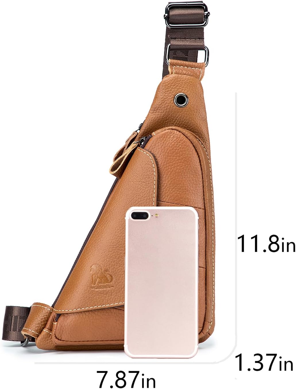 pundarika Genuine Leather sling bag for men women casual crossbody backpack small shoulder bag chest bag - Image 4